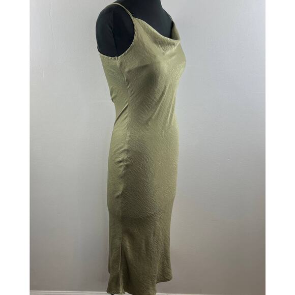 Yellow the Label Green Silky Satin Cowl Neck Strappy Pullover Midi Slip Dress S - Picture 4 of 7